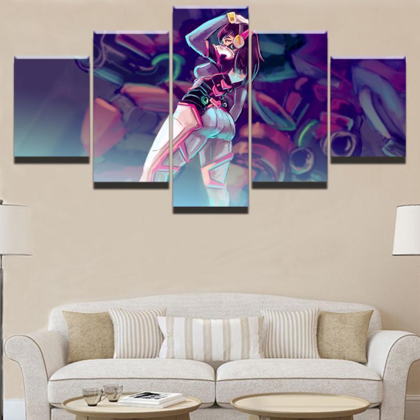 Overwatch Sexy D.Va Champion Gaming Canvas Wall Art