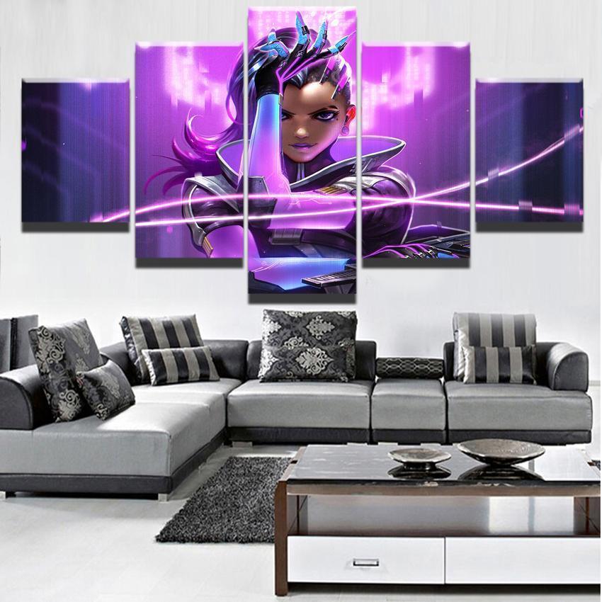 Overwatch Sombra Champion Gaming Canvas Wall Art