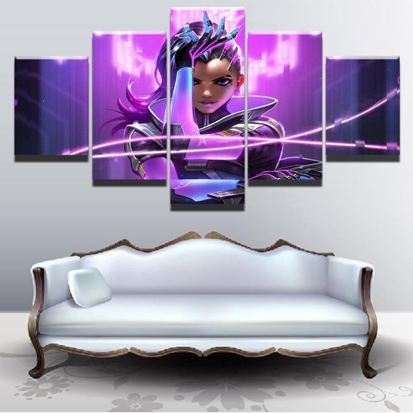 Overwatch Sombra Champion Gaming Canvas Wall Art