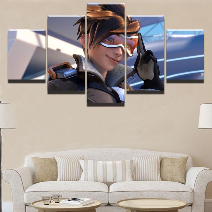 Overwatch Tracer Champion Gaming Canvas Wall Art