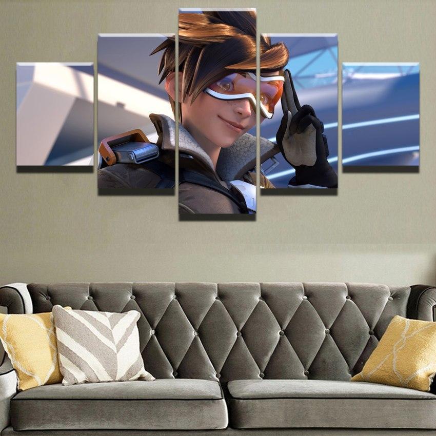Overwatch Tracer Champion Gaming Canvas Wall Art