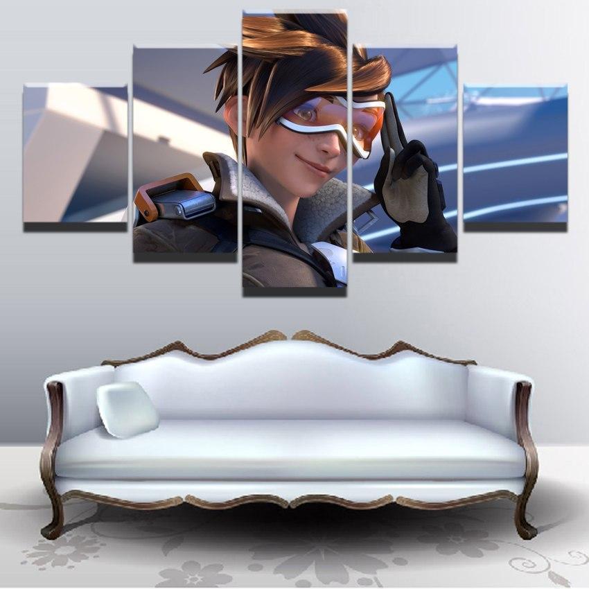 Overwatch Tracer Champion Gaming Canvas Wall Art