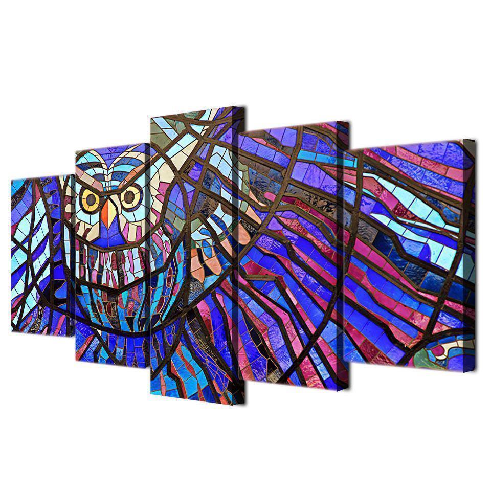Owl Cartoon Abstract Animal Canvas Wall Art