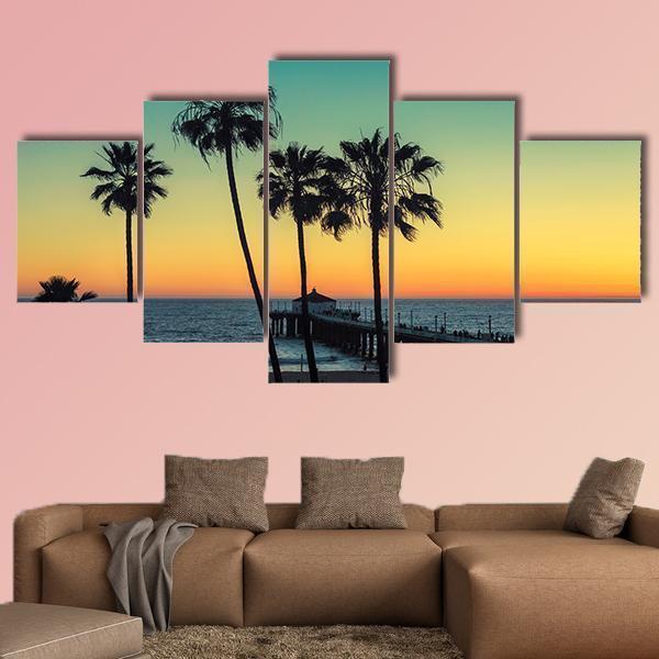 Palm Trees At California Beach Nature Canvas Wall Art
