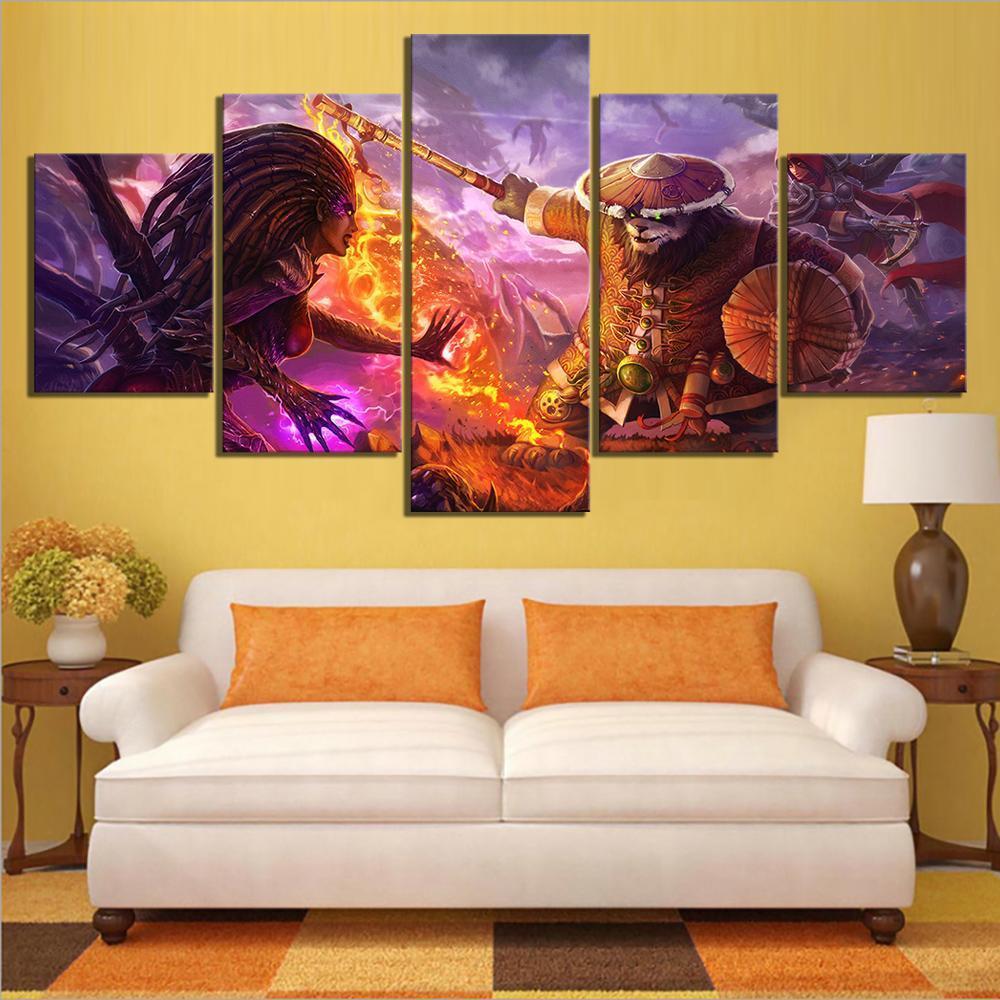 Pandaren Brewmaster, Kerrigan &amp;amp; Valla World of Warcraft Gaming Canvas Wall Art