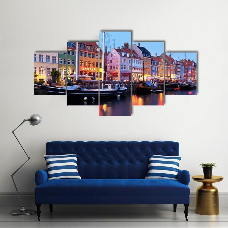 Panorama Of Historical Nyhavn In Copenhagen Nature Canvas Wall Art