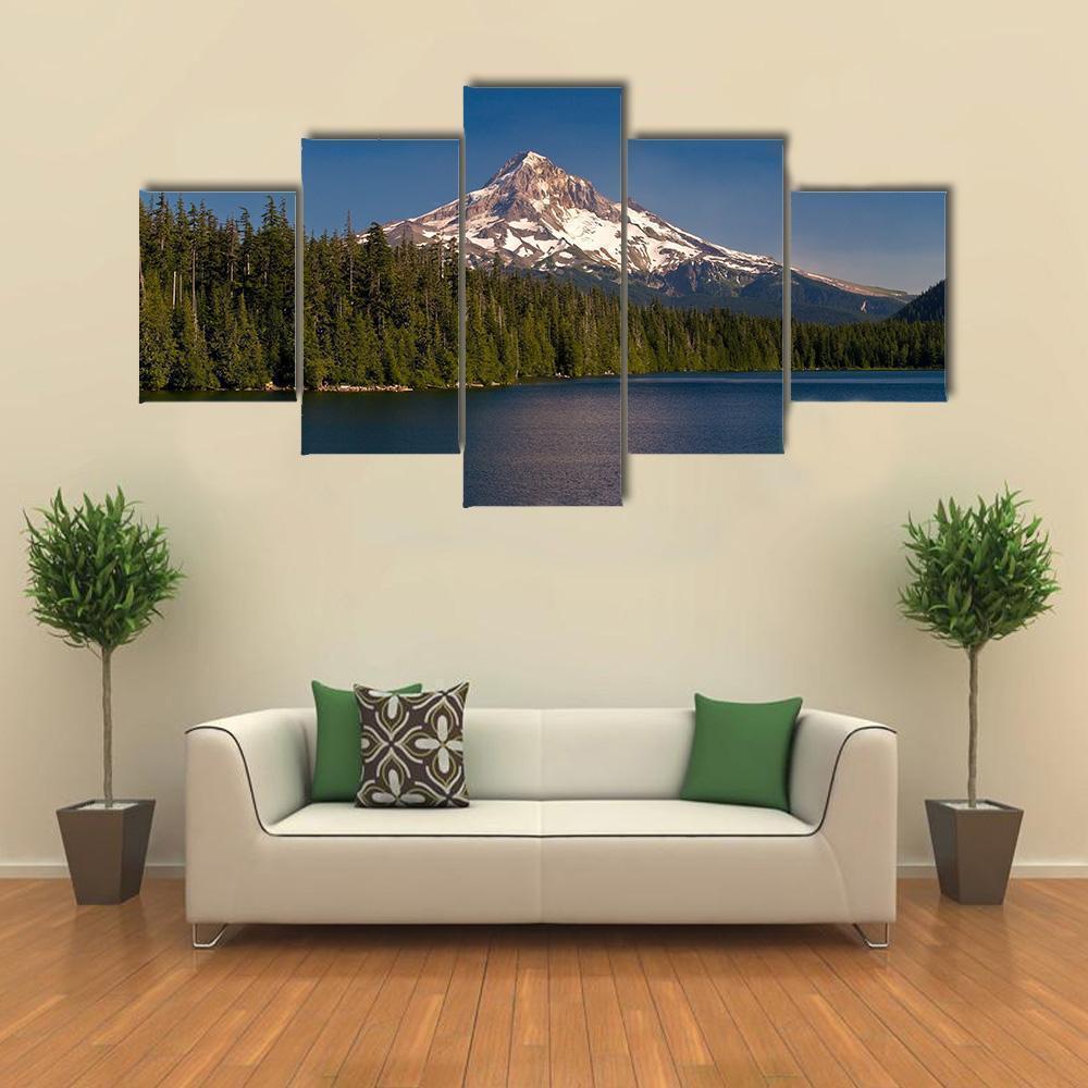 Panorama Of Lost Lake And Mount Hood Nature Canvas Wall Art