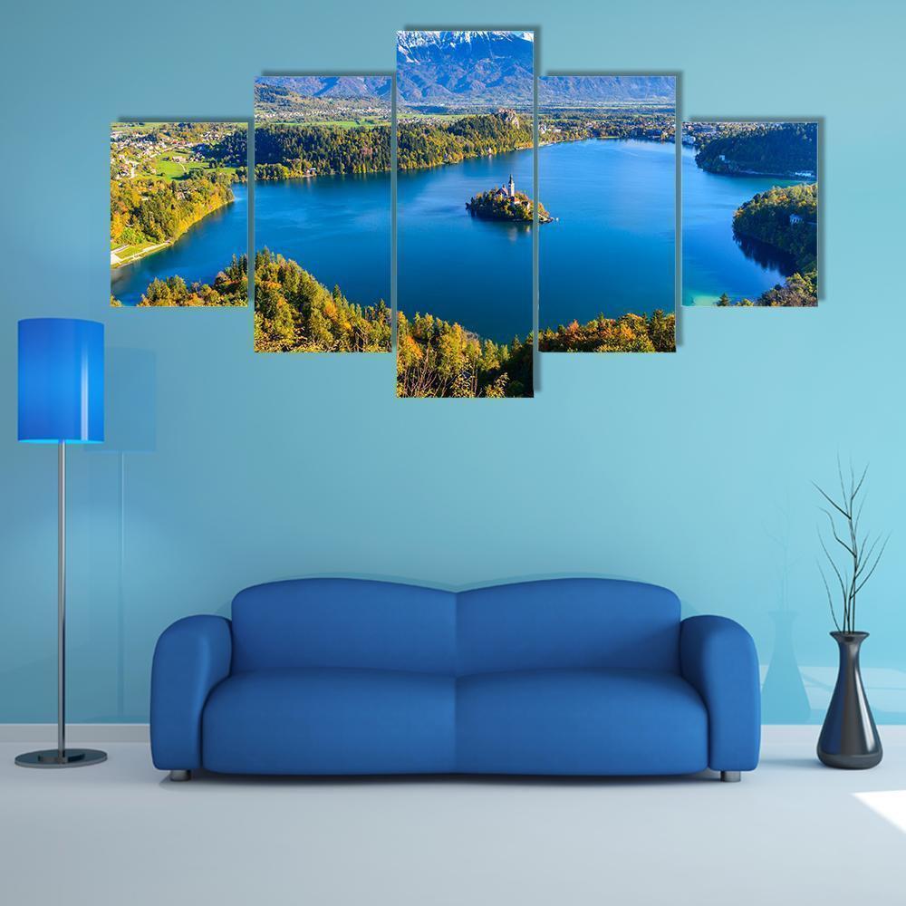 Panoramic View Of Lake Bled In Slovenia Nature Canvas Wall Art