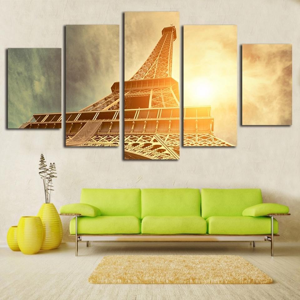 Paris Eiffel Tower Sunset Nature Canvas Wall Art