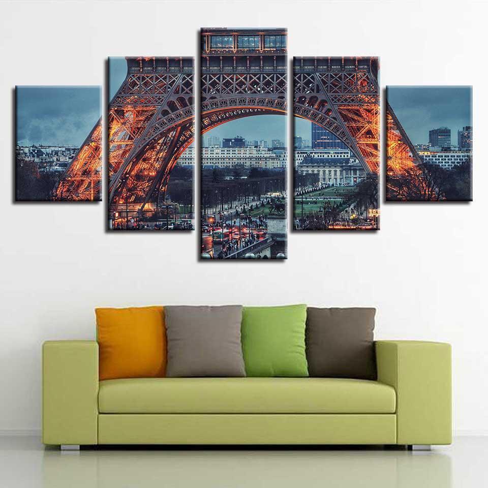 Paris Iron Tower Night View Nature Canvas Wall Art