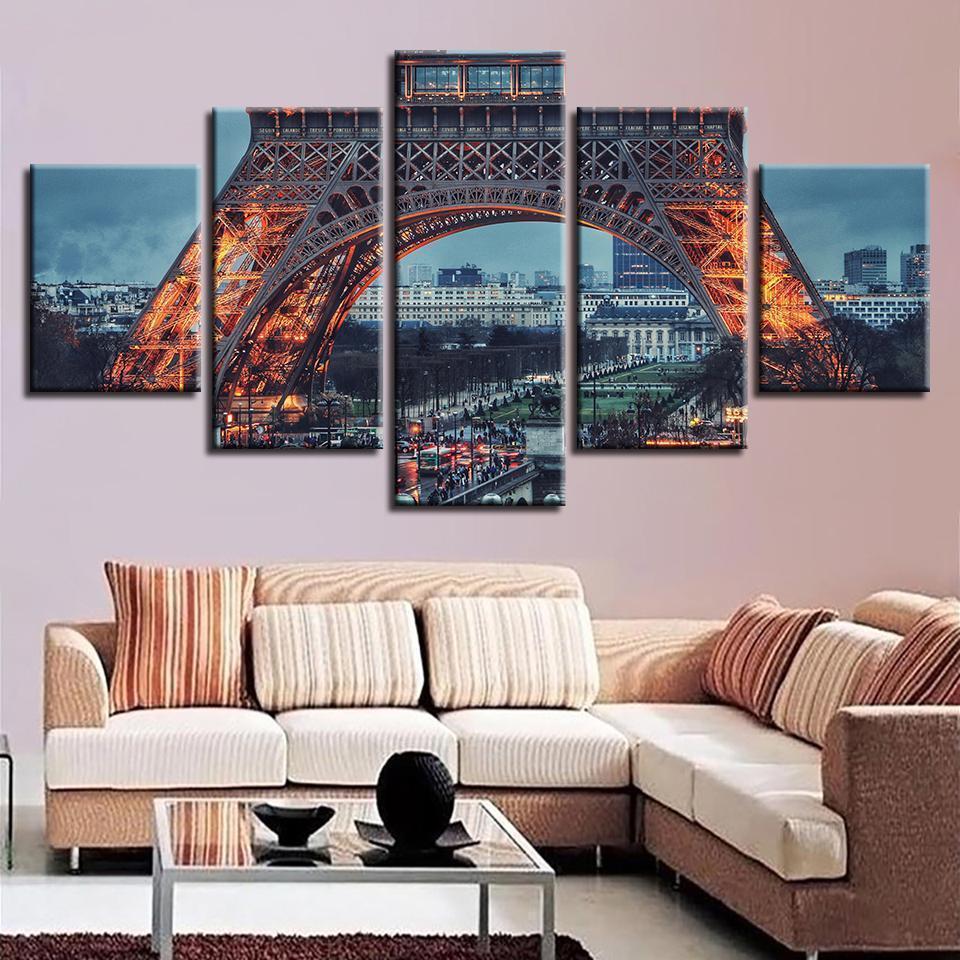 Paris Iron Tower Night View Nature Canvas Wall Art