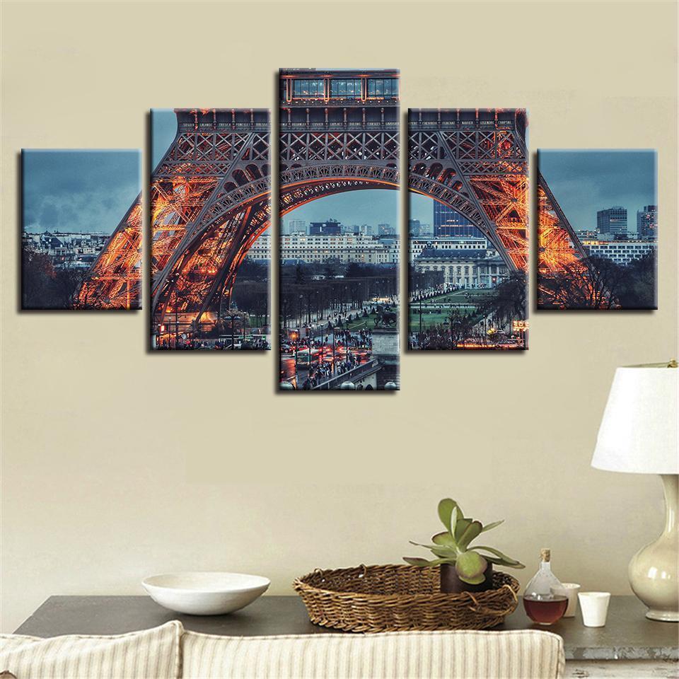 Paris Iron Tower Night View Nature Canvas Wall Art