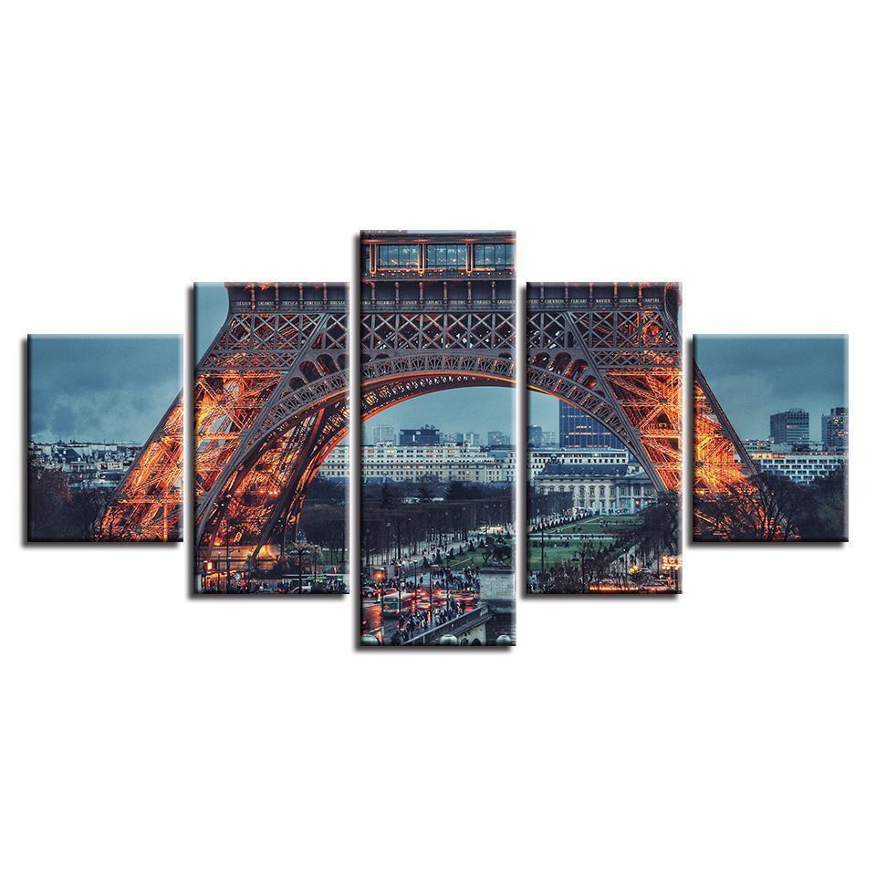 Paris Iron Tower Night View Nature Canvas Wall Art