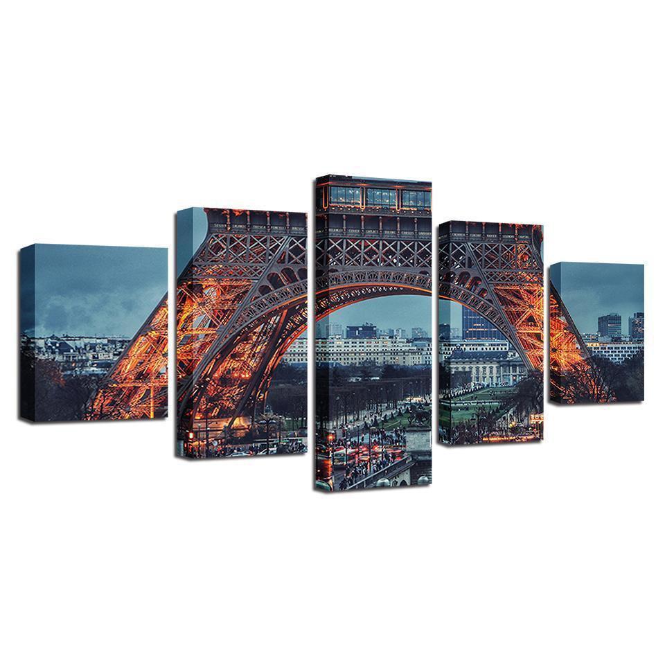Paris Iron Tower Night View Nature Canvas Wall Art