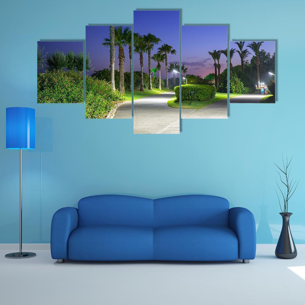 Pathway With Palm Trees At The Beach Of Turkey Nature Canvas Wall Art