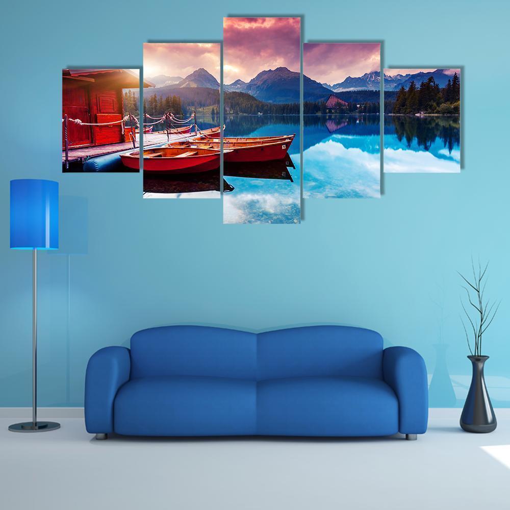Peaceful Mountain Lake In Slovakia Nature Canvas Wall Art