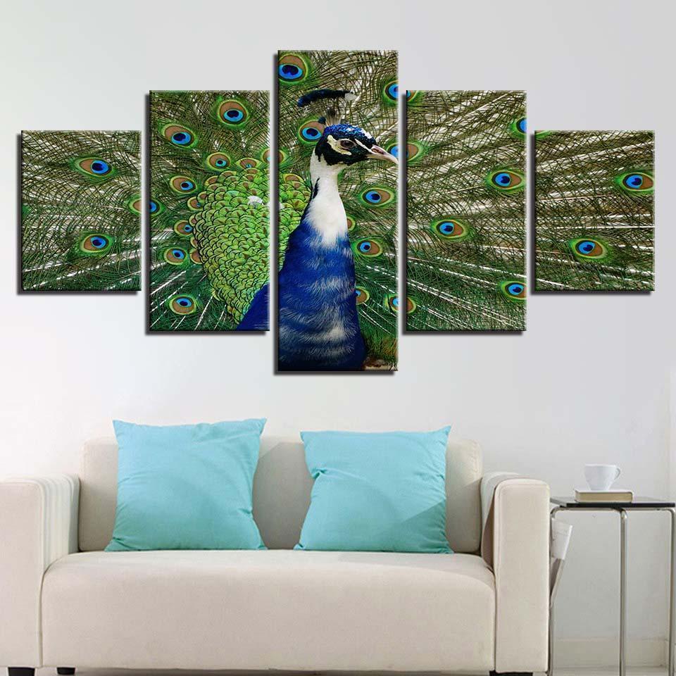 Peacock 2 Abstract Animal Canvas Wall Art
