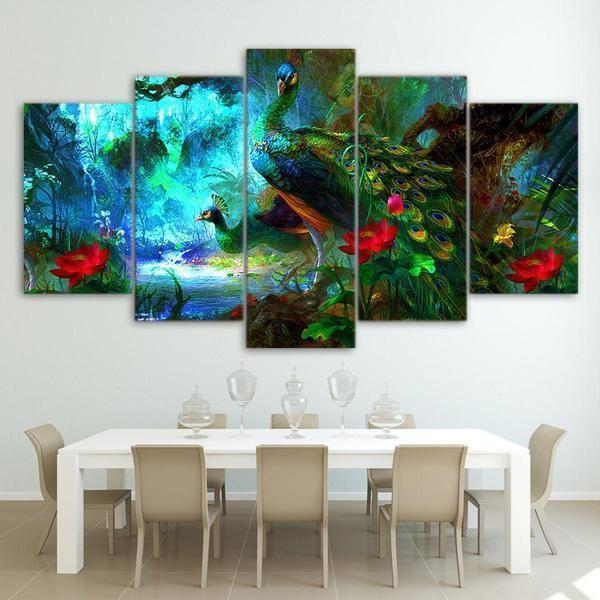 Peacock Animal Canvas Wall Art
