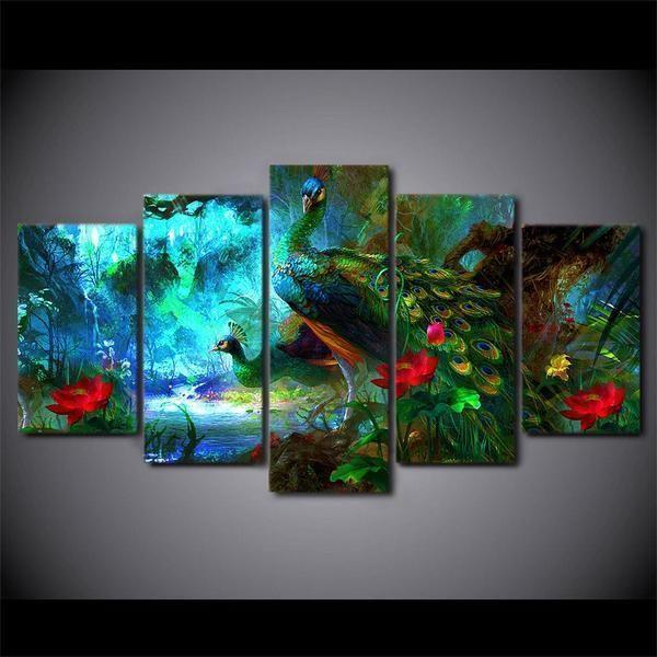 Peacock Animal Canvas Wall Art