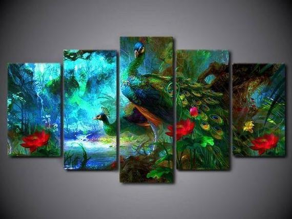 Peacock Animal Canvas Wall Art