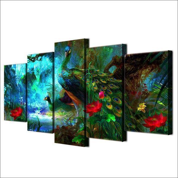 Peacock Animal Canvas Wall Art