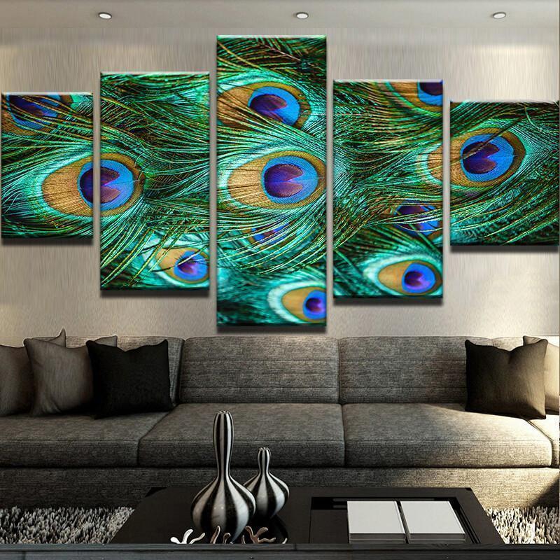 Peacock Feathers Animal Canvas Wall Art