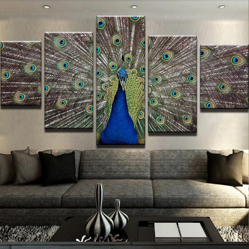 Peacock Show Animal Canvas Wall Art
