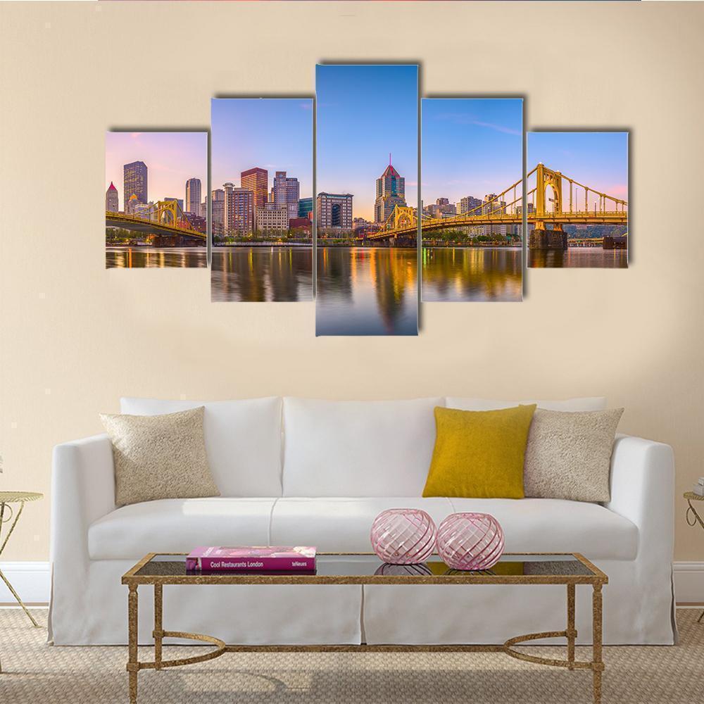 Pennsylvania Skyline On The Allegheny River Nature Canvas Wall Art