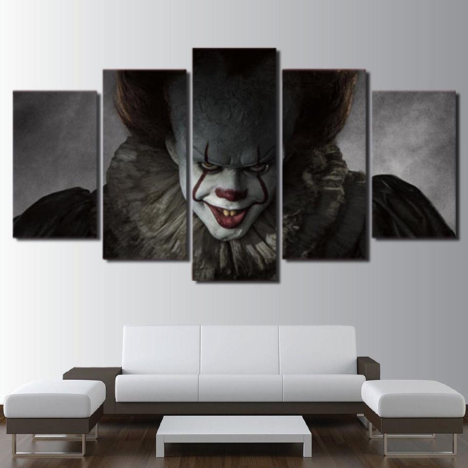 Pennywise Clown It Horror Scary Movie Canvas Wall Art
