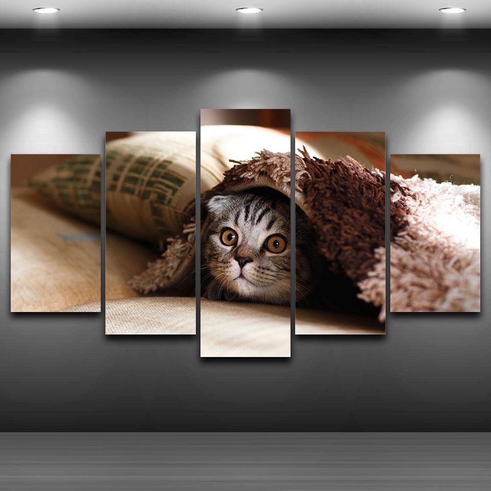 Pet Cat Face Animal Kitten Animal Canvas Wall Art