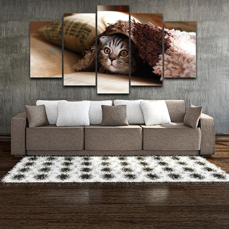 Pet Cat Face Animal Kitten Animal Canvas Wall Art
