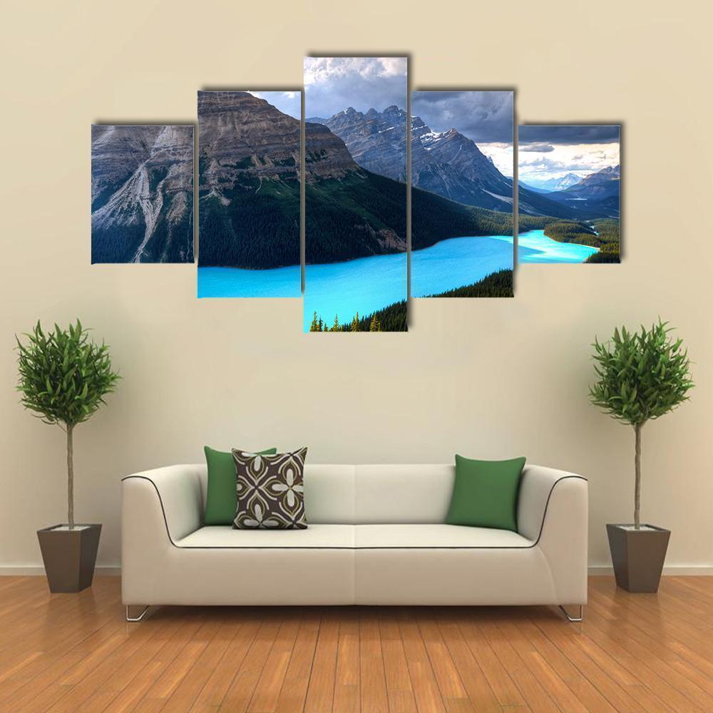 Peyto Lake At Canadian Rockies Nature Canvas Wall Art