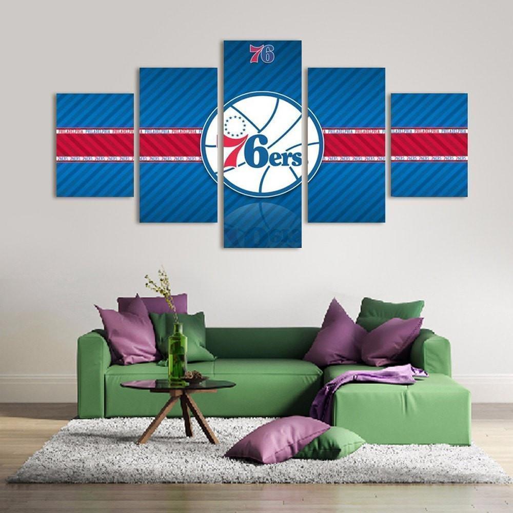 Philadelphia 76ers Logo 2  Basketball Canvas Wall Art