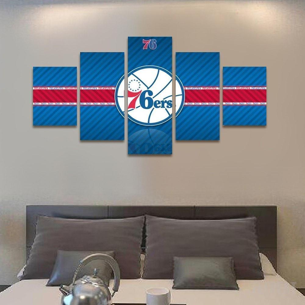 Philadelphia 76ers Logo 2  Basketball Canvas Wall Art