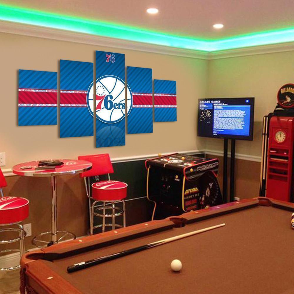 Philadelphia 76ers Logo 2  Basketball Canvas Wall Art