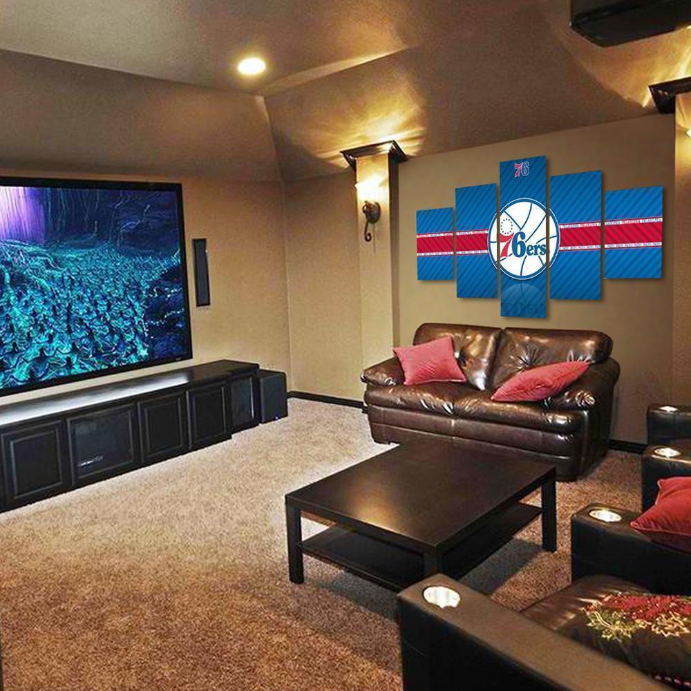 Philadelphia 76ers Logo 2  Basketball Canvas Wall Art