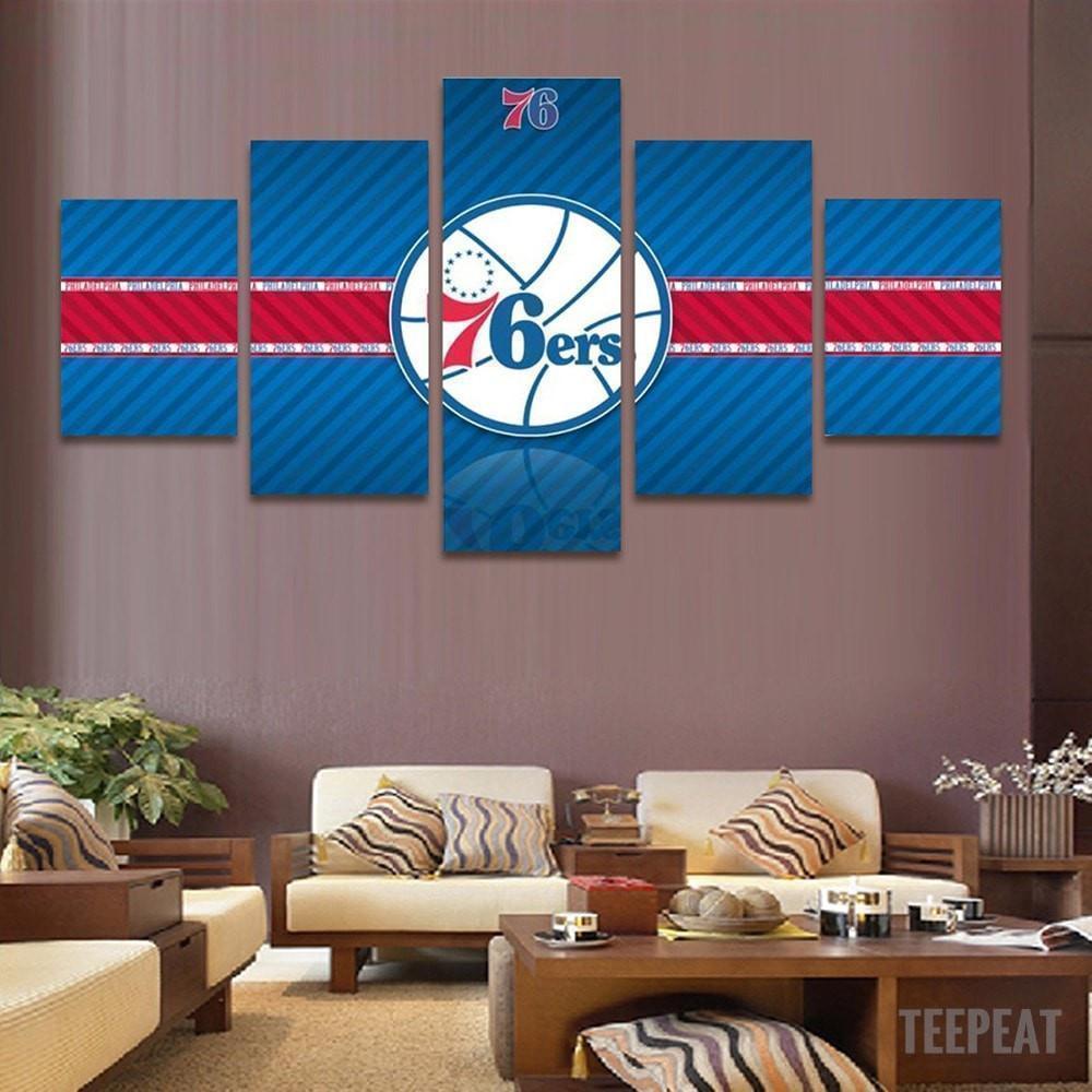 Philadelphia 76ers Logo 2  Basketball Canvas Wall Art