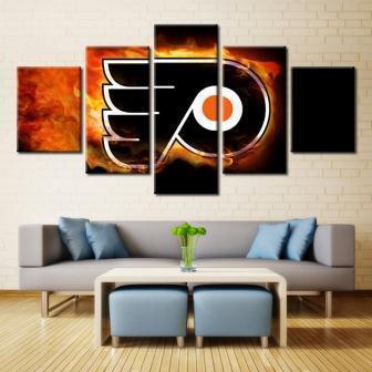 Philadelphia Flyers Logo Flame   Ice Hockey Canvas Wall Art