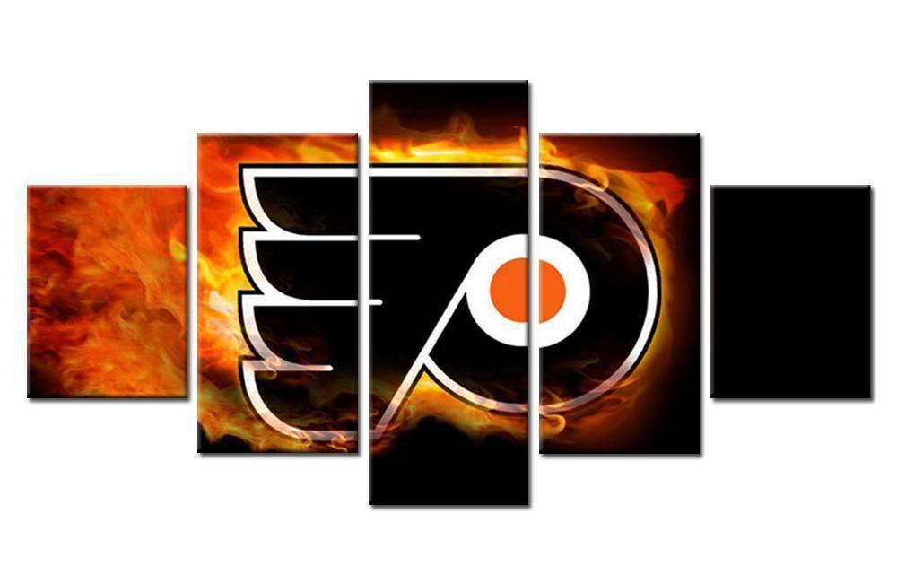 Philadelphia Flyers Logo Flame   Ice Hockey Canvas Wall Art