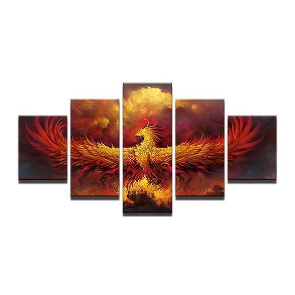 Phoenix On Fire 1 Abstract Animal Canvas Wall Art