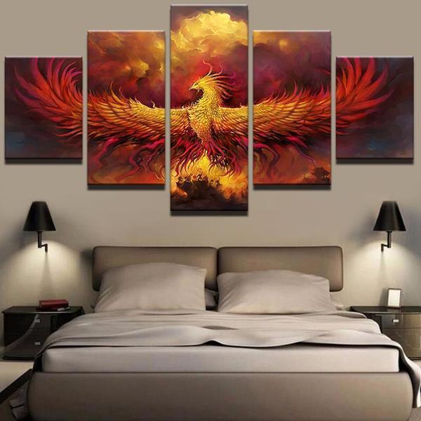 Phoenix On Fire 1 Abstract Animal Canvas Wall Art