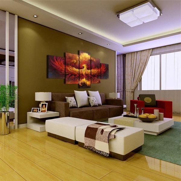 Phoenix On Fire Abstract Animal Canvas Wall Art
