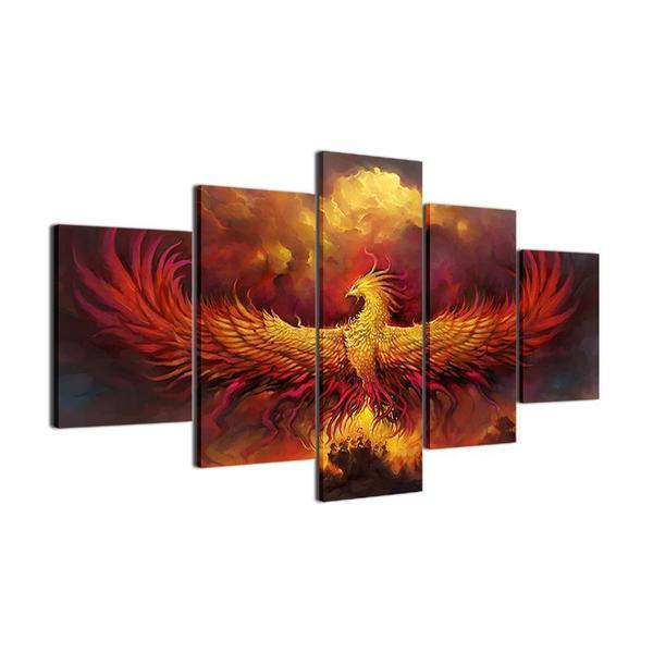 Phoenix On Fire Abstract Animal Canvas Wall Art