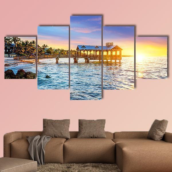 Pier At The Beach In Key West Florida Usa Nature Canvas Wall Art
