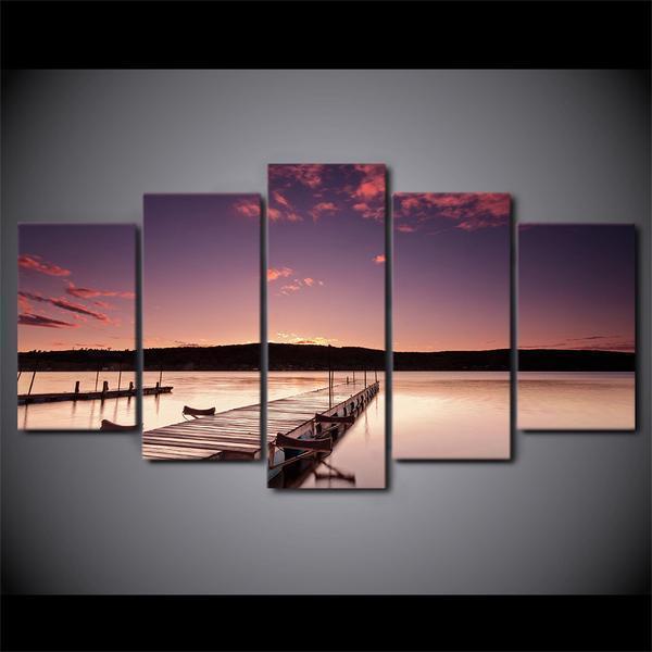 Pier Painting Wood Dock Nature Canvas Wall Art