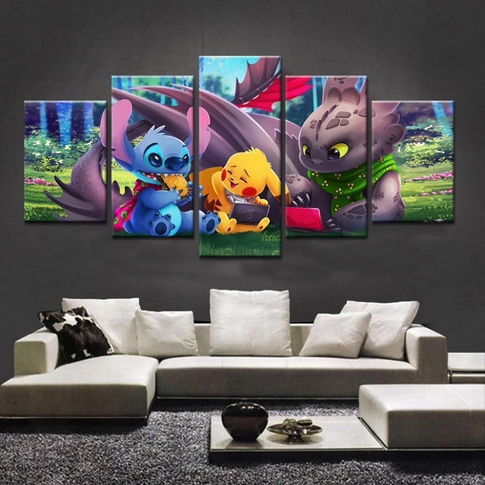 Pokemon Pikachu With Other Characters Anime Canvas Wall Art