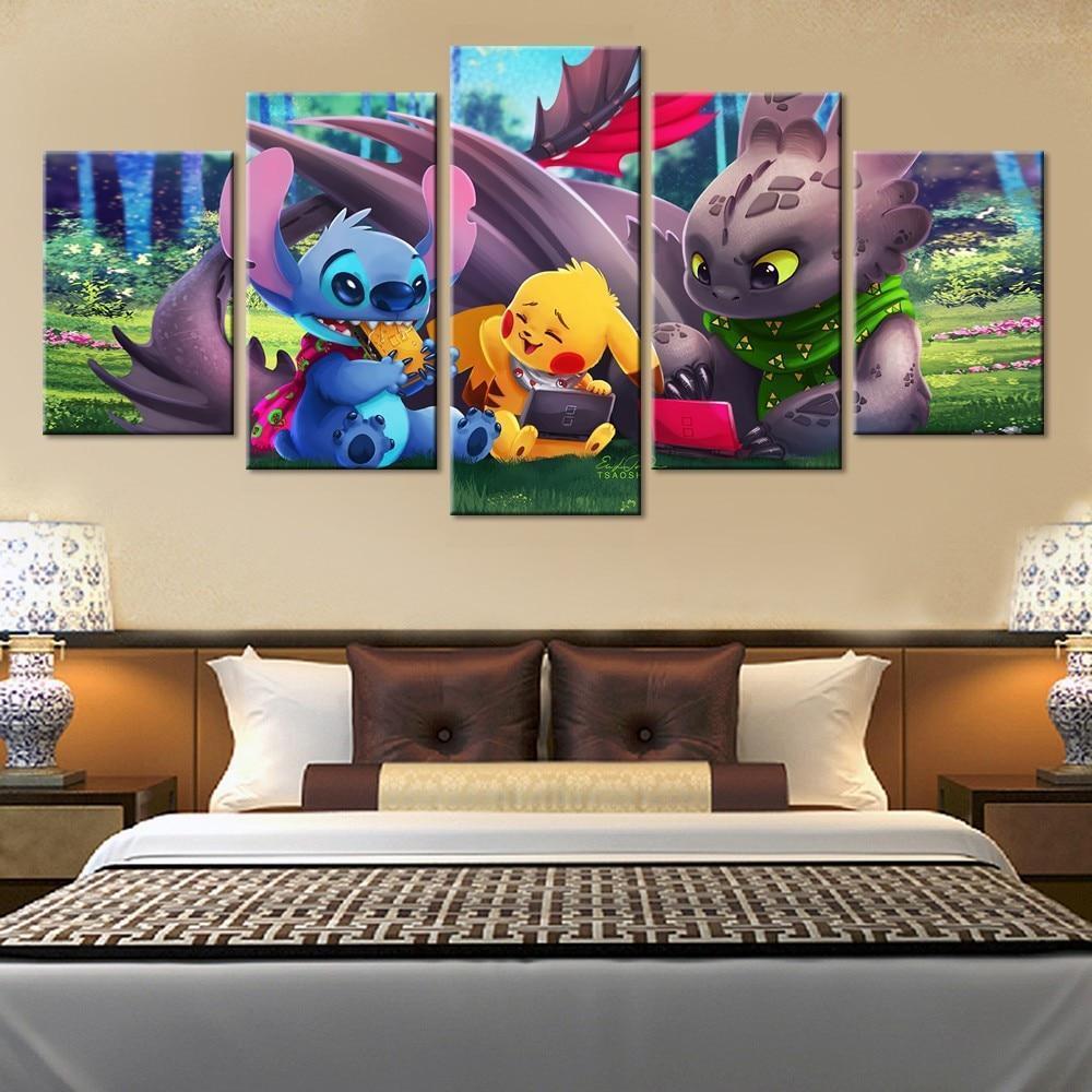 Pokemon Pikachu With Other Characters Anime Canvas Wall Art