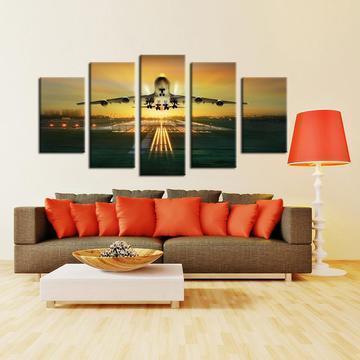 Pilot Taking Off On Runway Airplane Canvas Wall Art