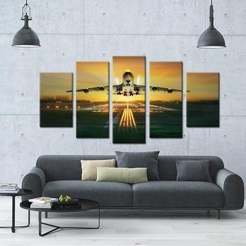 Pilot Taking Off On Runway Airplane Canvas Wall Art