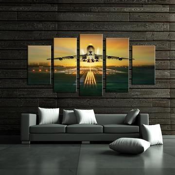 Pilot Taking Off On Runway Airplane Canvas Wall Art